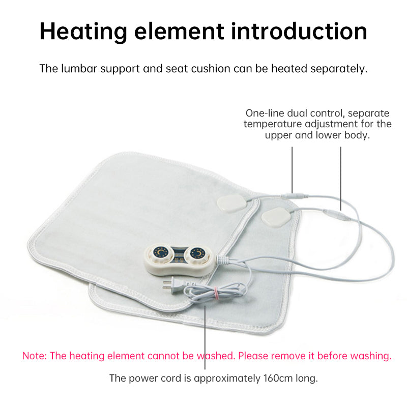 Heated Seat Cushion, 220V Electric Mat, Office Chair Warmer, Smart Timer, Integrated Backrest