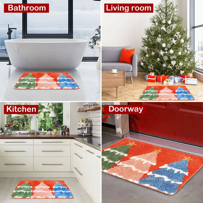 Gingerbread Man Reindeer Welcome Mat, 40x60cm Non-Slip Christmas Doormat for Indoor/Outdoor