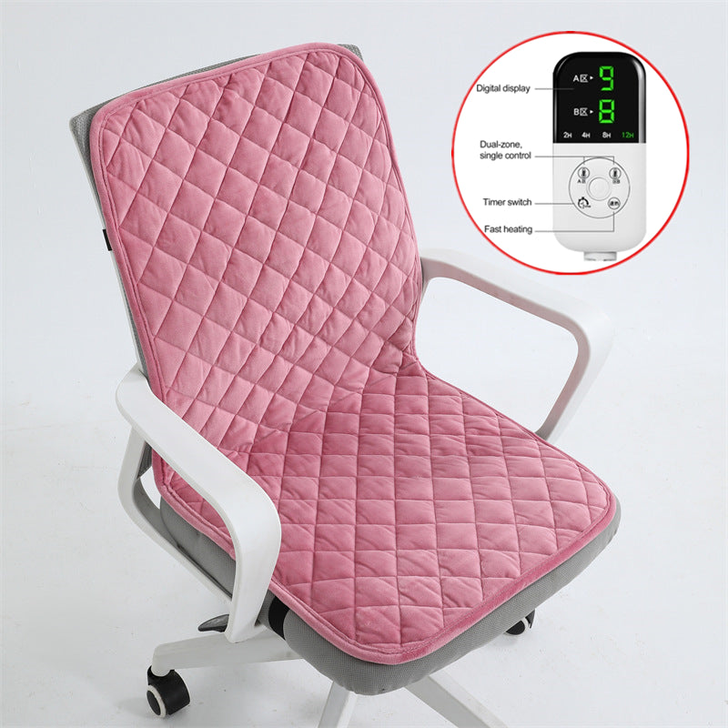 Heated Seat Cushion, 220V Electric Mat, Office Chair Warmer, Smart Timer, Integrated Backrest