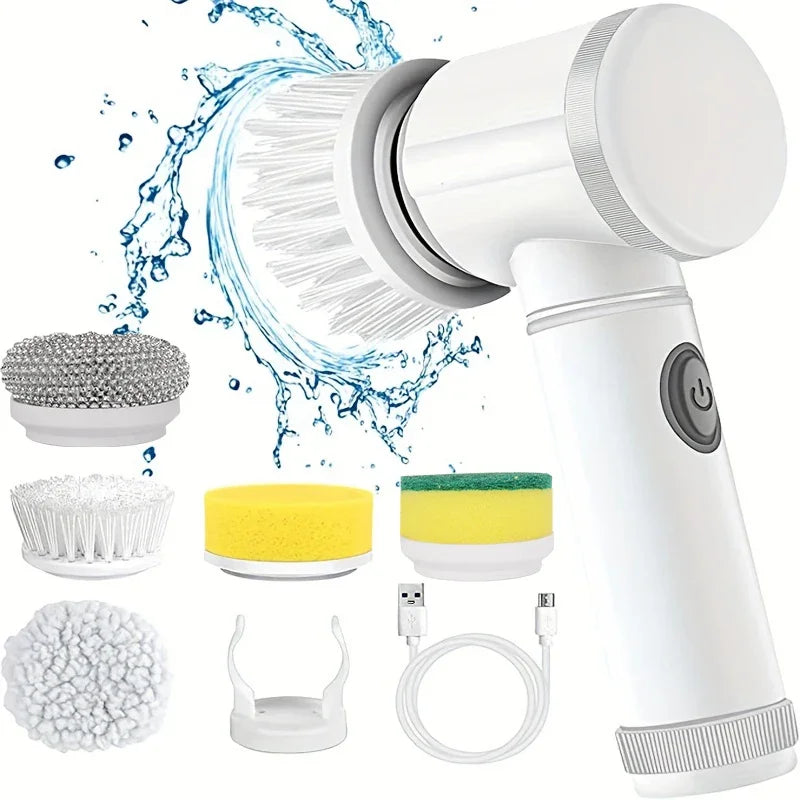 New Turbo ScrubX❗️Electric Spin Scrubber,Bathroom Cleaning Brush Power Scrubber with 5 Replaceable Brush Heads, 5 in 1 Electric Cleaning Brush