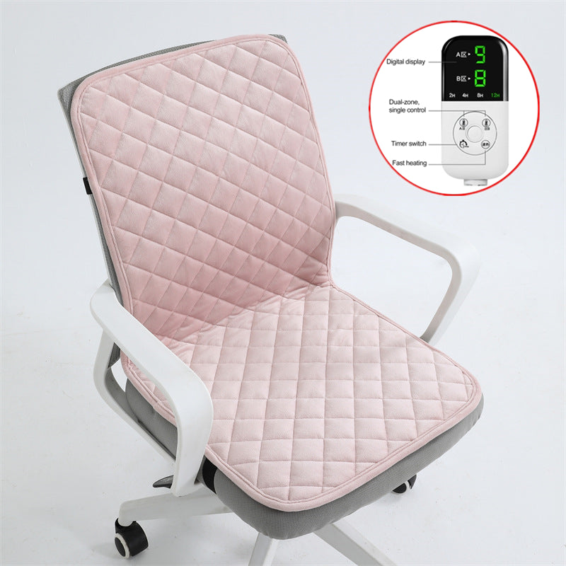 Heated Seat Cushion, 220V Electric Mat, Office Chair Warmer, Smart Timer, Integrated Backrest