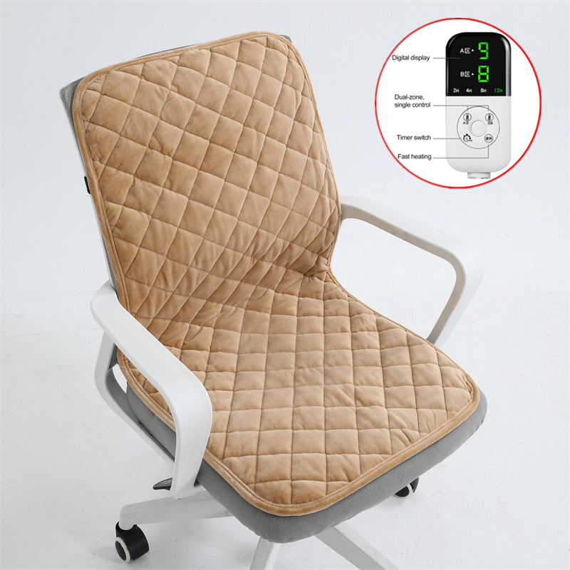 Heated Seat Cushion, 220V Electric Mat, Office Chair Warmer, Smart Timer, Integrated Backrest
