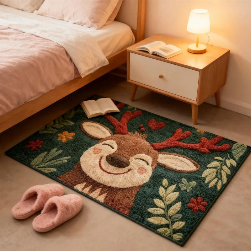 Gingerbread Man Reindeer Welcome Mat, 40x60cm Non-Slip Christmas Doormat for Indoor/Outdoor